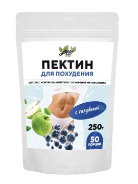 Yappi, Яблочный пектин для похудения, с голубикой, порошок, 250 г